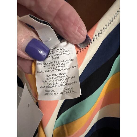 J Crew Multicolor Stripe Scoop Back One Piece Swimsuit Sz Xl NWT - Picture 6 of 7